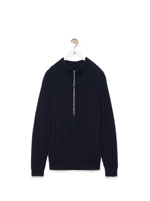 Zip-up sweater in wool