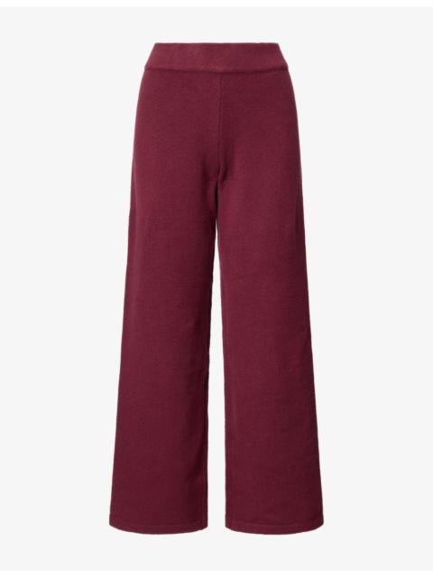 ADANOLA Logo-Embroidered Wide-Leg Knitted Jogging Bottoms