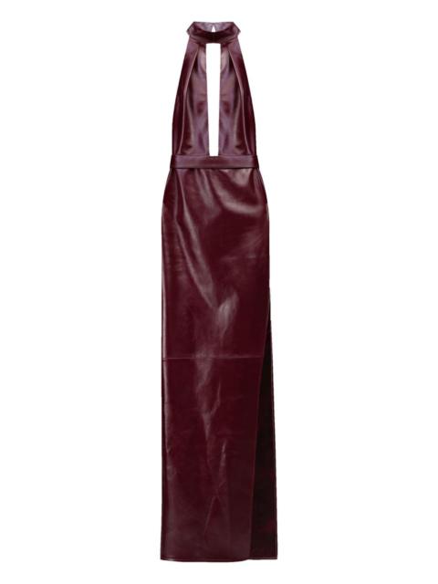 THE NEW ARRIVALS ILKYAZ OZEL Nessa halterneck leather maxi dress
