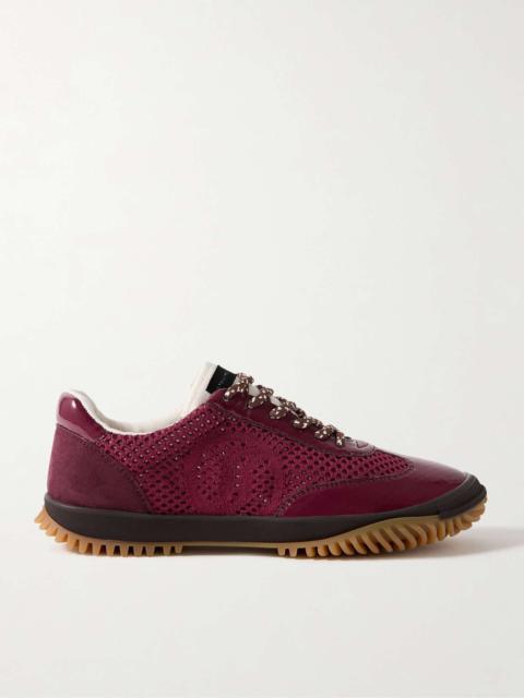 Stella McCartney S-Wave Sport mesh, vegan patent-leather and vegan suede sneakers Burgundy