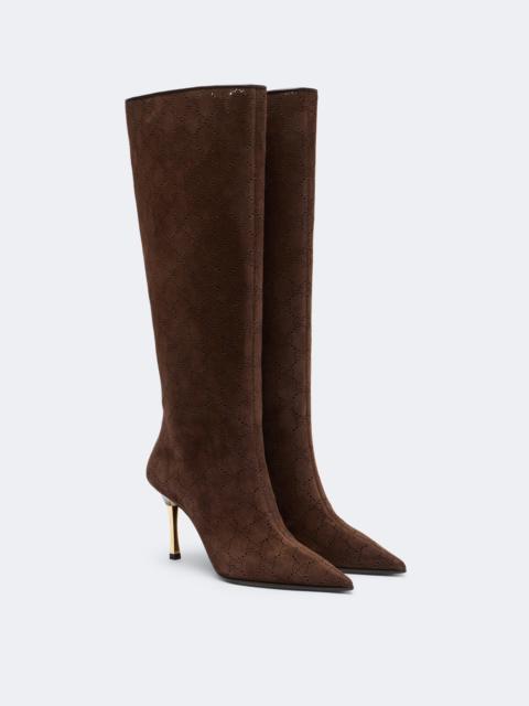GUCCI Bombshell GG suede knee-high boots
