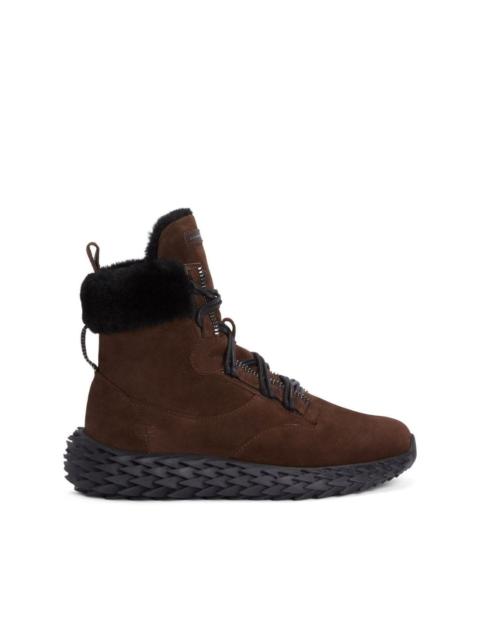 shearling-trim hi-top sneakers