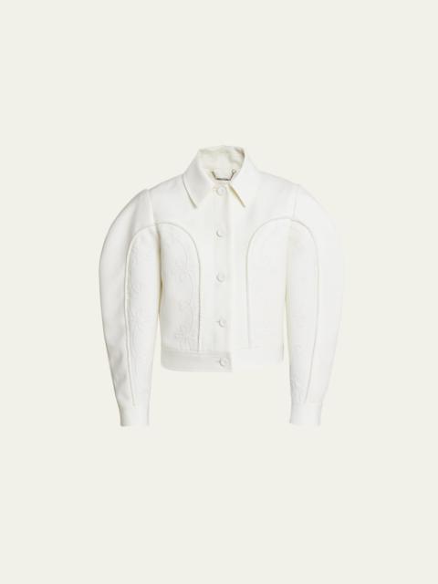 Chloé Structured Embroidered Heavy Wool Gabardine Jacket