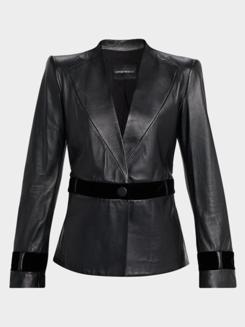 EMPORIO ARMANI Single-Button Leather Jacket