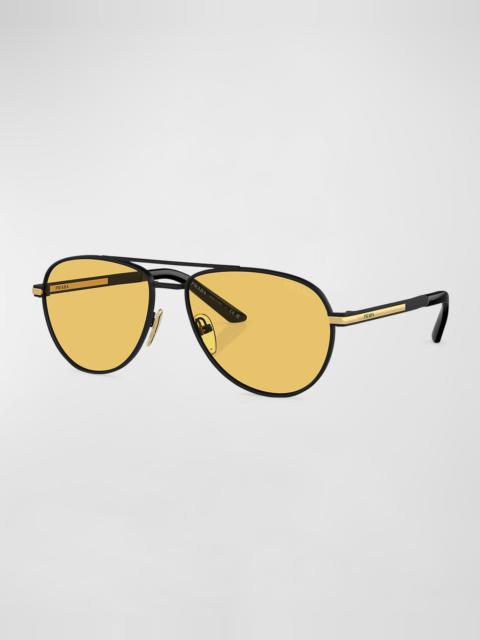 Prada Men's Metal Aviator Sunglasses