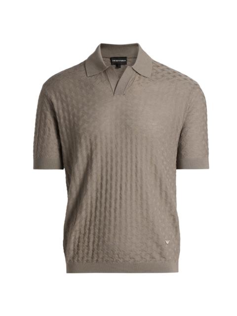 EMPORIO ARMANI Men's Tonal Basketweave Wool Sweater - Tan