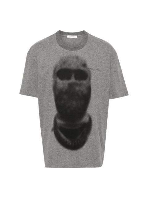 blurred face-print T-shirt