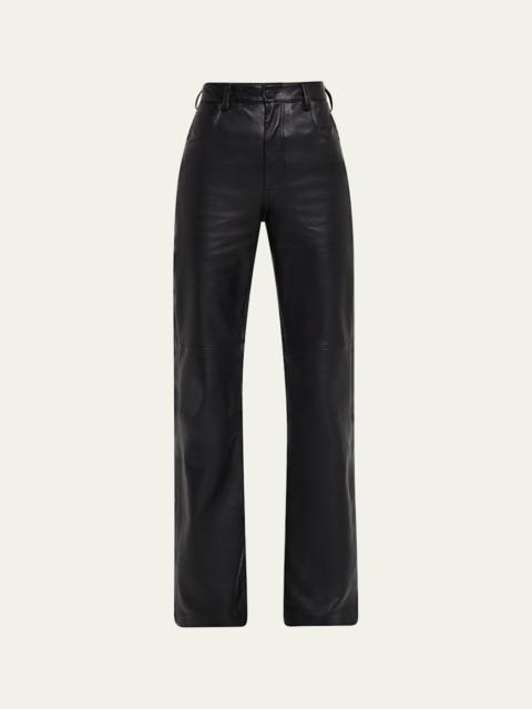 NILI LOTAN Joan Leather Straight-Leg Pants