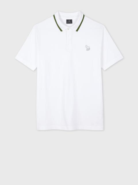 Paul Smith White 'Broad Stripe Zebra' Cotton Polo Shirt