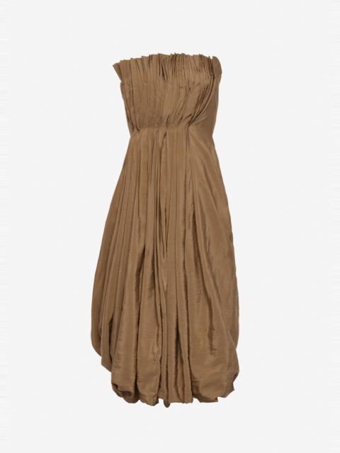 MAGDA BUTRYM Pleated corset bubble midi dress in beige