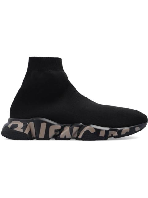 Balenciaga Speed Graffiti Trainers Black Dark Beige