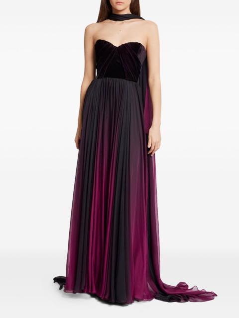 ELIE SAAB velvet-panel maxi dress
