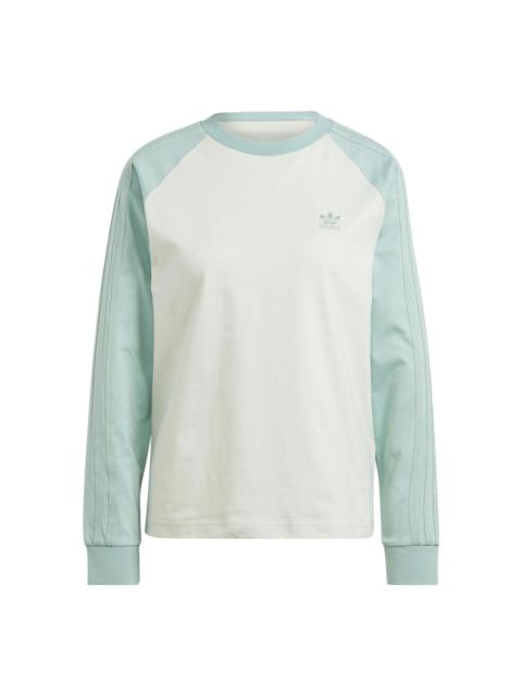 (WMNS) adidas originals Long Sleeve T-Shirt 'White Green' IN4136