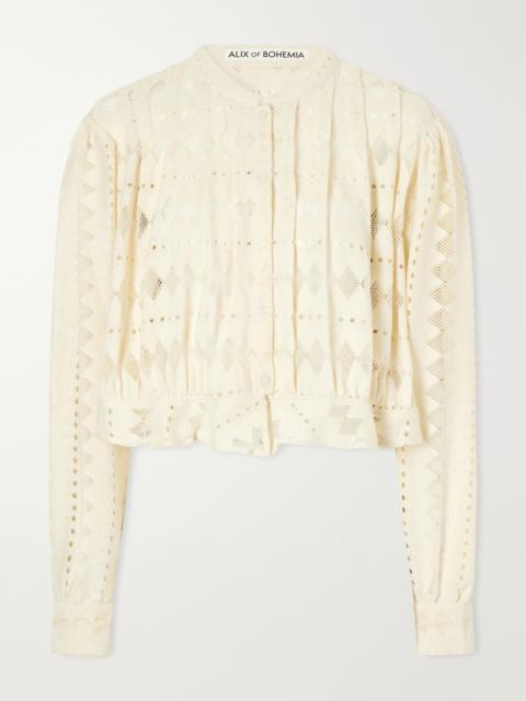 ALIX OF BOHEMIA Ryland cropped cotton-corded lace blouse Off-white