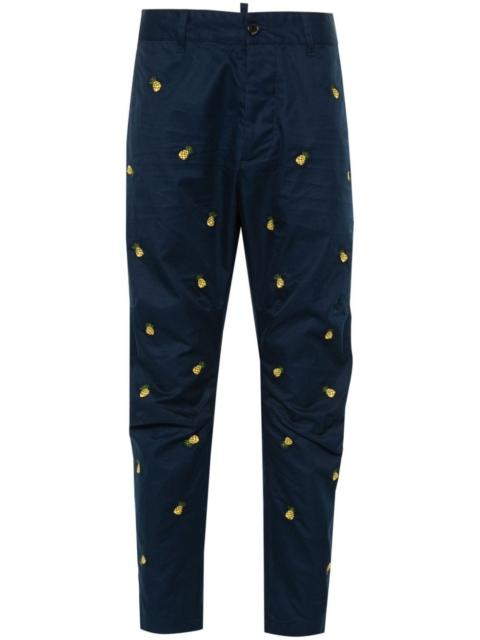 DSQUARED2 pineapple-embroidered tapered trousers