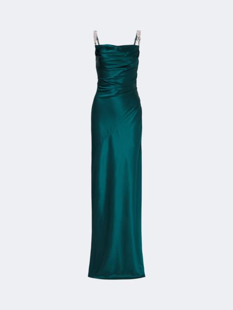 Balmain Embellished ruched silk satin gown