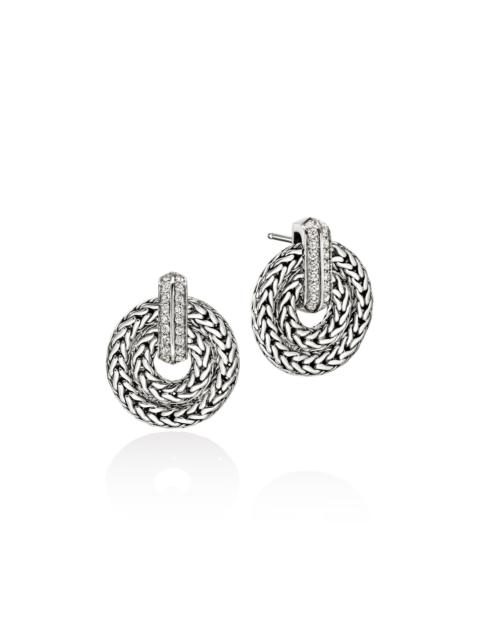 JOHN HARDY Icon Link Earrings, Sterling Silver, Diamonds, 22MM