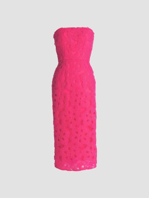 Dress The Population Women's Viviana Embellished Strapless Bustier Midi-Dress - Hot Pink