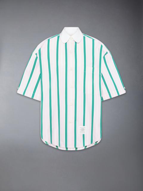 Thom Browne REPP STRIPE POPLIN SUPERSIZED SHORT SLEEVE SHIRT