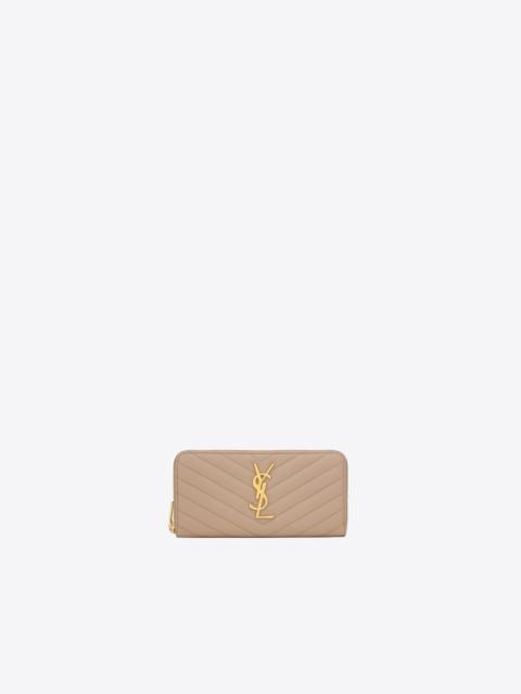 SAINT LAURENT cassandre saint laurent matelassé zip around wallet in grain de poudre embossed leather