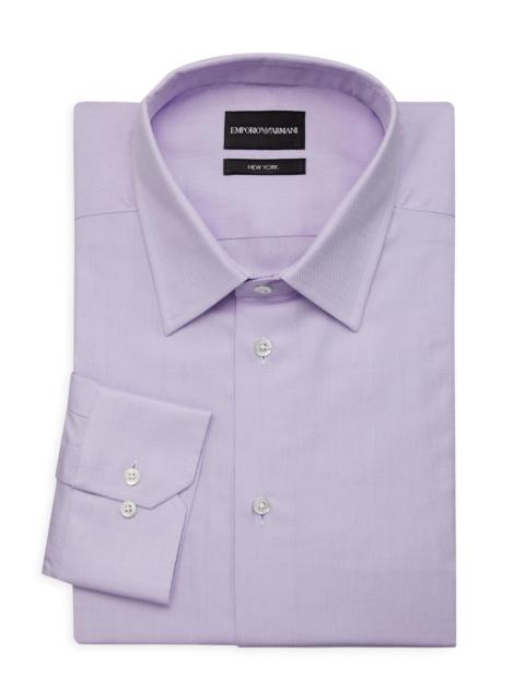 EMPORIO ARMANI Men's Textured Cotton Button-Front Dress Shirt - Lilac