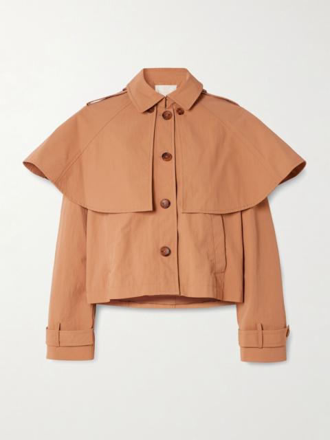 ULLA JOHNSON River cape-effect crinkled-shell jacket Brown