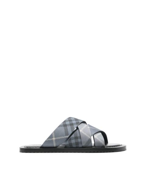 Burberry check-pattern slides
