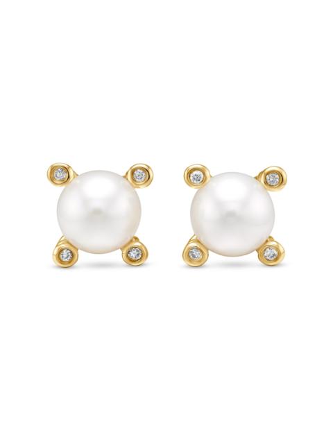 DAVID YURMAN Women's Pearl Stud Earrings in 18K Yellow Gold with Pearls and Diamonds, 7.4MM - Pearl