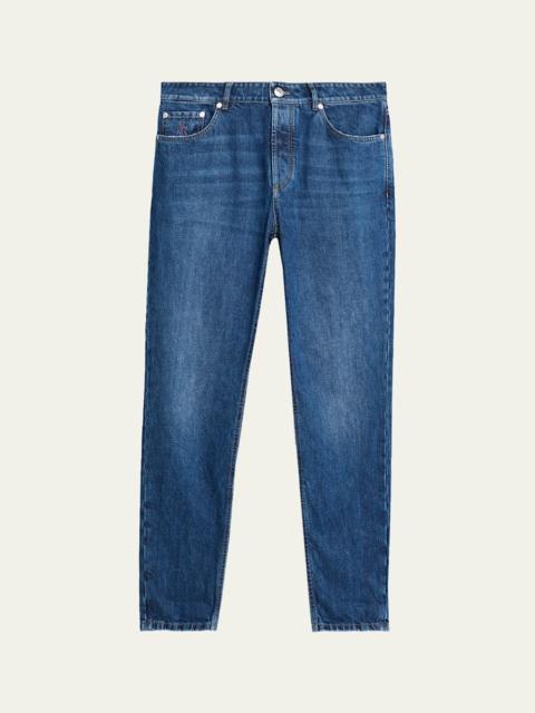 Brunello Cucinelli Men's Slim Light-Wash Denim Jeans