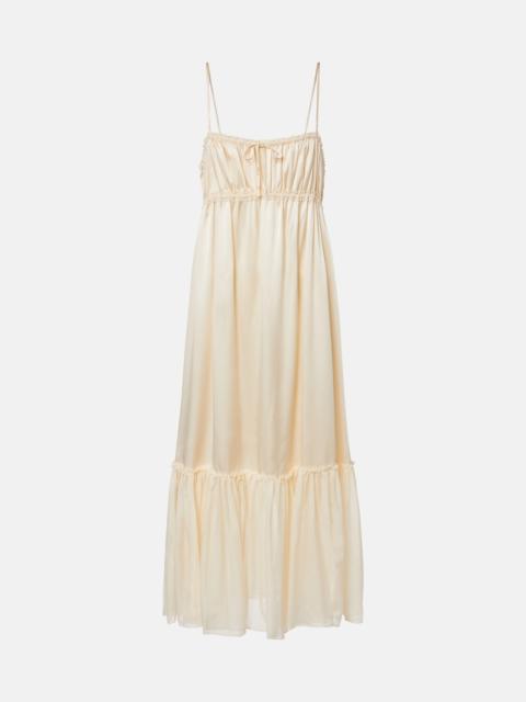 ULLA JOHNSON Marielle ruched silk midi dress