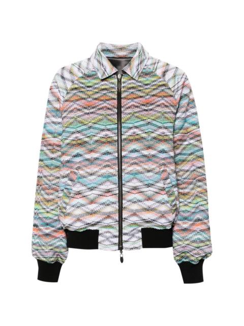 zigzag-woven reversible bomber jacket