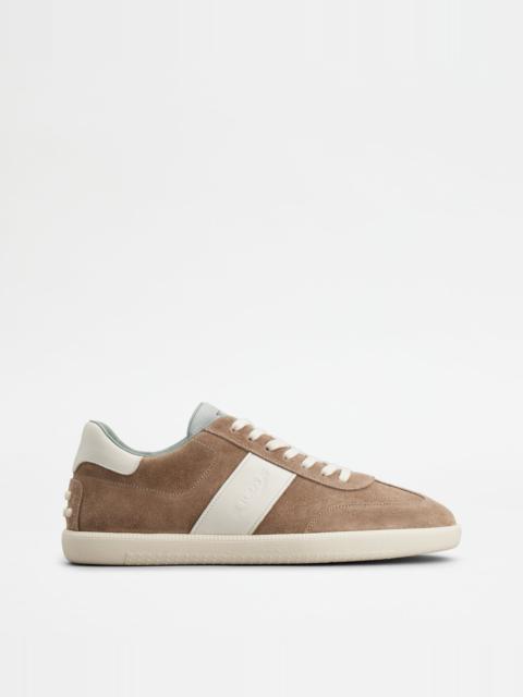 TOD'S TABS SNEAKERS IN SUEDE - BROWN, WHITE, LIGHT BLUE