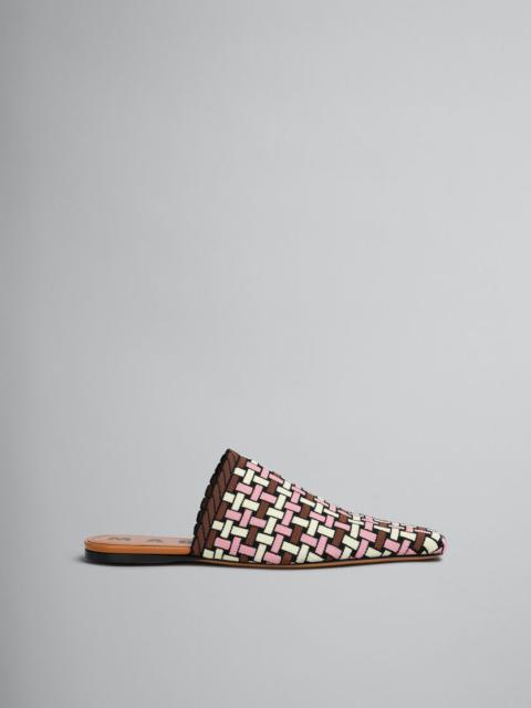 Marni LIGHT YELLOW BROWN AND PINK JACQUARD MULE