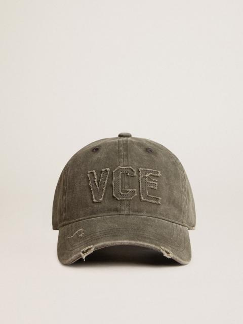 Olive-green cotton baseball cap with a lived-in finish