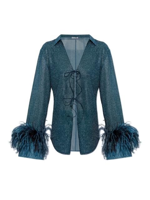 Oséree Lumière Plumage tie-fastening top