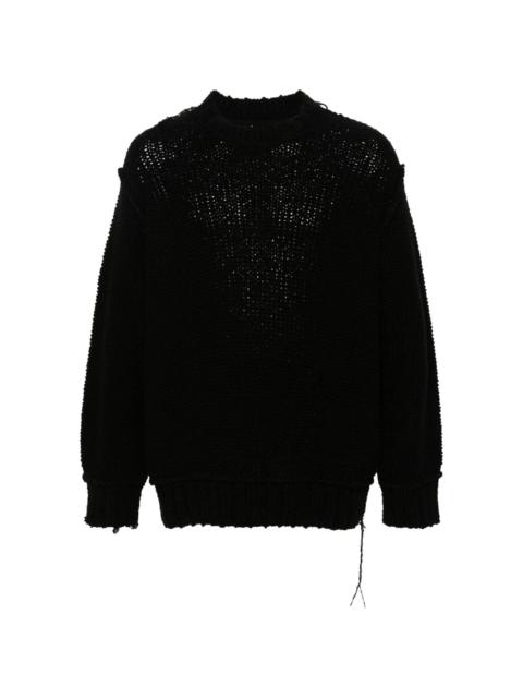 exposed-seams open-knit jumper