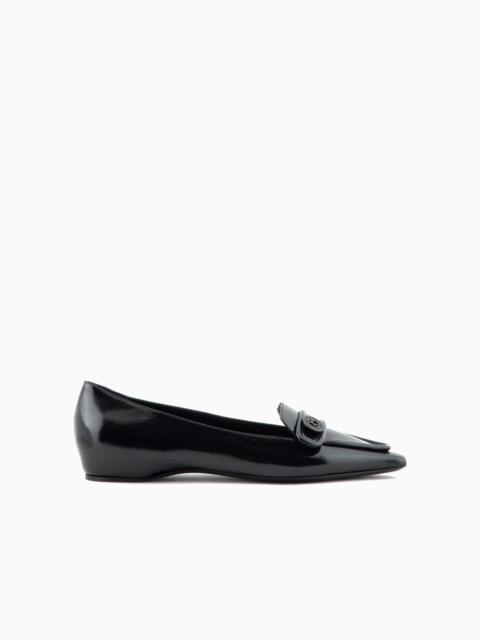 GIORGIO ARMANI Pointed-toe patent-leather loafers