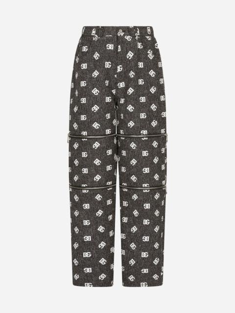 Dolce & Gabbana Jacquard pants with denim-effect DG logo