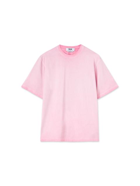 MSGM T-Shirt with faded treatment and embroidered logo