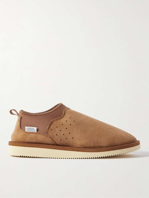 Suicoke RON-M2ab-MID Shearling-Lined Suede and Jersey Slippers