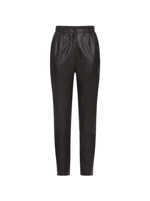 dart-detailing leather trousers