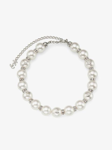 JIMMY CHOO Pearl Crystal Choker
Silver-Finish Metal Choker with Pearls and Crystal
