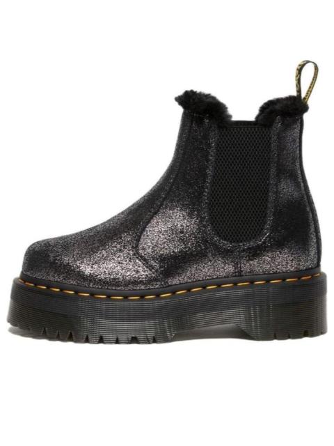 (WMNS) Dr. Martens 2976 Faux Fur-Lined Metallic Platform Chelsea Boots 'Black' 27956012
