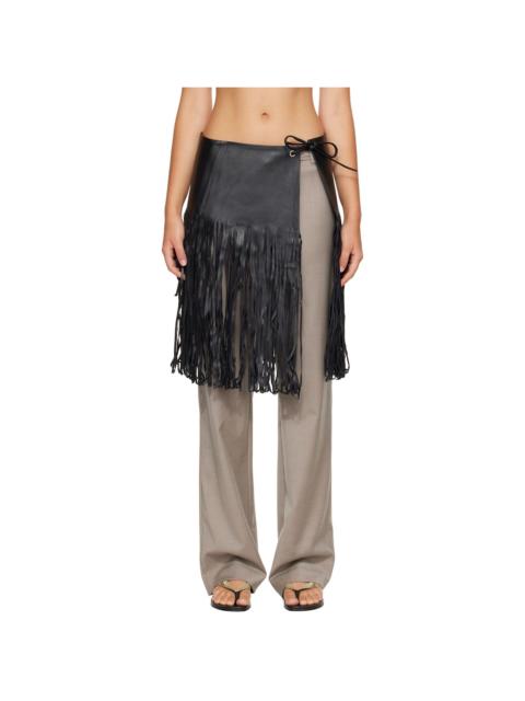 ST. AGNI Black Fringe Skirt Belt