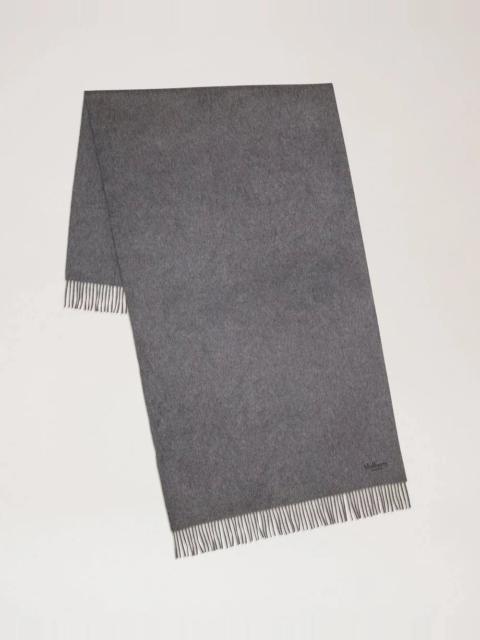 Mulberry Solid Merino Wool Scarf Grey Melange Embroidered Merino Wool