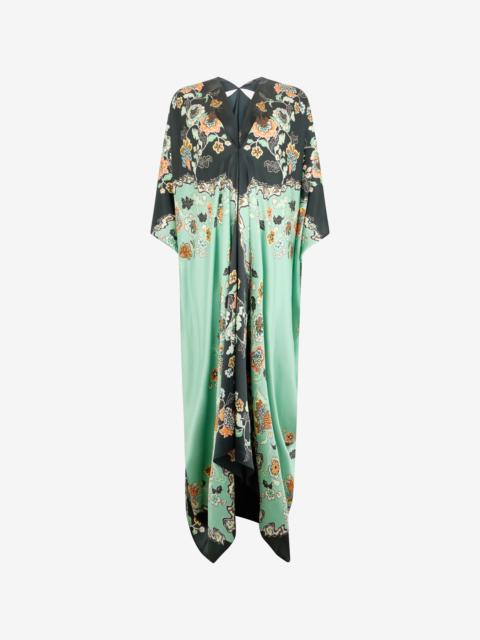 Roberto Cavalli Silk Kaftan Dress With Kimono Print