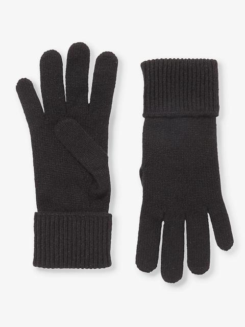 Logo-embroidered ribbed-cuff cashmere-blend gloves