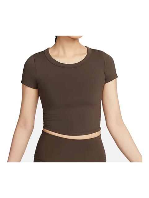(WMNS) Nike One Fitted Dri-fit Quick-drying Short-sleeved Top 'Brown' FN2805-237