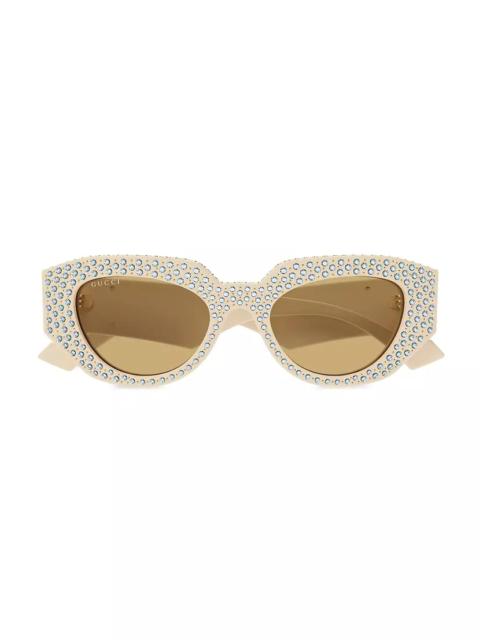 GUCCI Embellished oval sunglasses