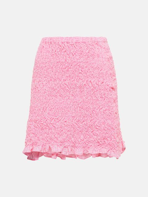 Miu Miu Smocked cotton miniskirt